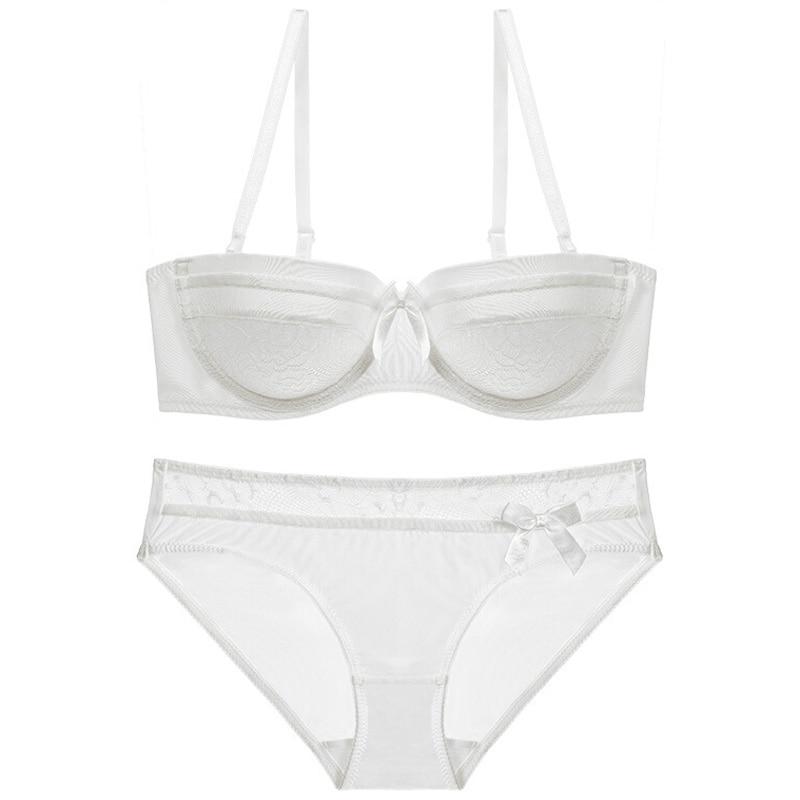 Kinky Cloth 3120601 White / 70A Half Cup Lace Seamless Lingerie Set