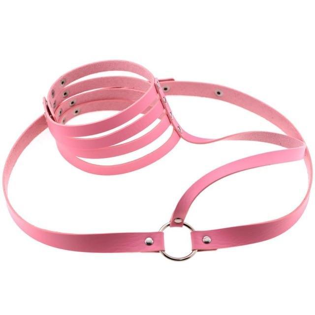 Kinky Cloth Harnesses pink Halter Throat Harness