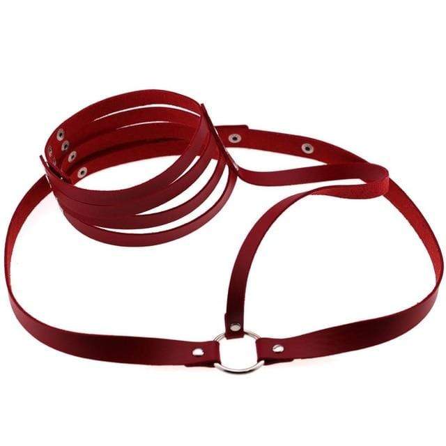 Kinky Cloth Harnesses red Halter Throat Harness
