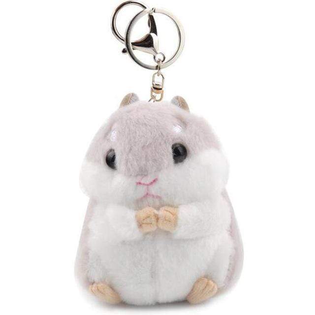 Kinky Cloth Gray Hamster Plush Keychain