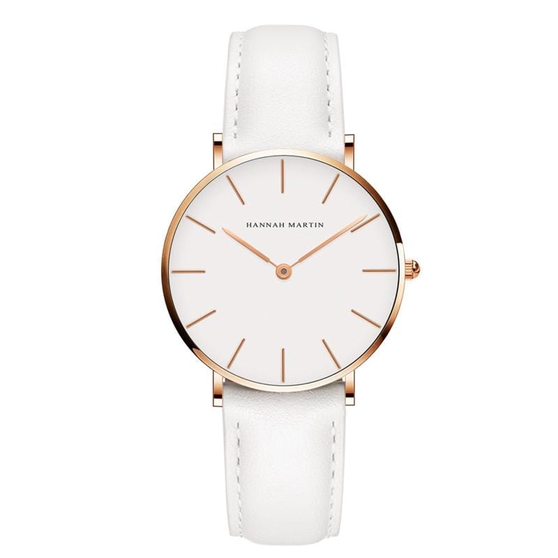 Kinky Cloth 200363144 Rose Gold - White Strap Hannah Martin Classic Dial Leather Watch