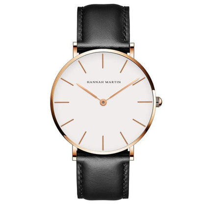 Kinky Cloth 200363144 Rose Gold - Black Strap White Dial Hannah Martin Large Dial Leather Watch