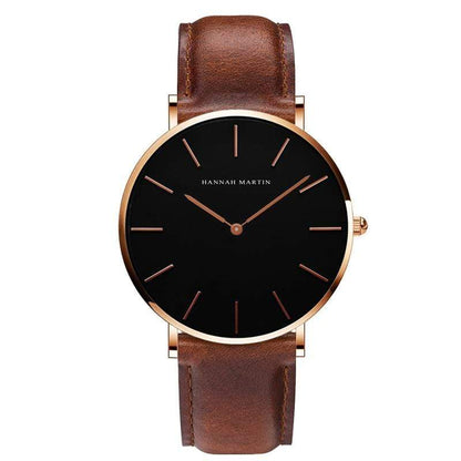 Kinky Cloth 200363144 Rose Gold - Brown Strap Black Dial Hannah Martin Large Dial Leather Watch