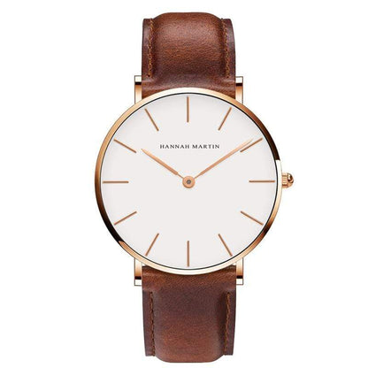 Kinky Cloth 200363144 Rose Gold - Brown Strap White Dial Hannah Martin Large Dial Leather Watch