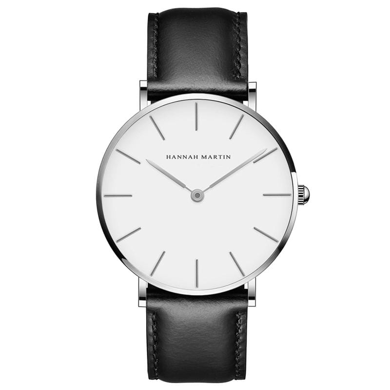 Kinky Cloth 200363144 Silver - Black Strap White Dial Hannah Martin Large Dial Leather Watch