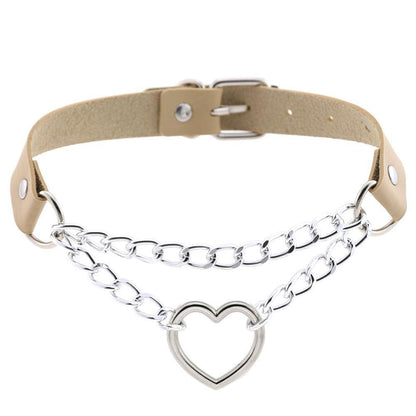 Kinky Cloth Necklace begie Heart Chain Choker