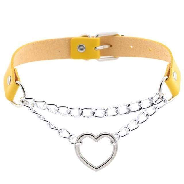 Kinky Cloth Necklace Heart Chain Choker