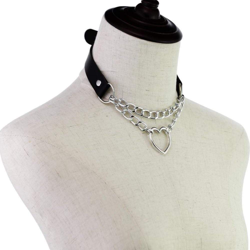 Kinky Cloth Necklace Heart Chain Choker