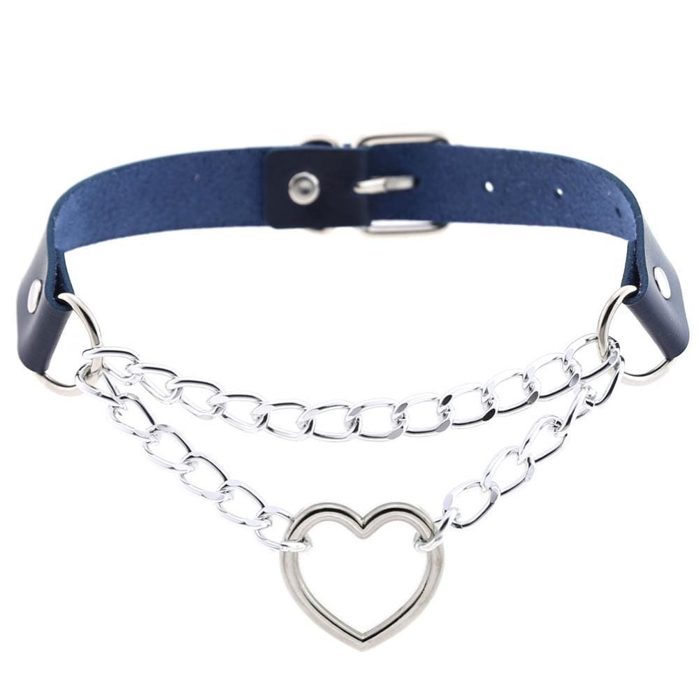 Kinky Cloth Necklace navy Heart Chain Choker