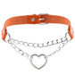 Kinky Cloth Necklace orange Heart Chain Choker