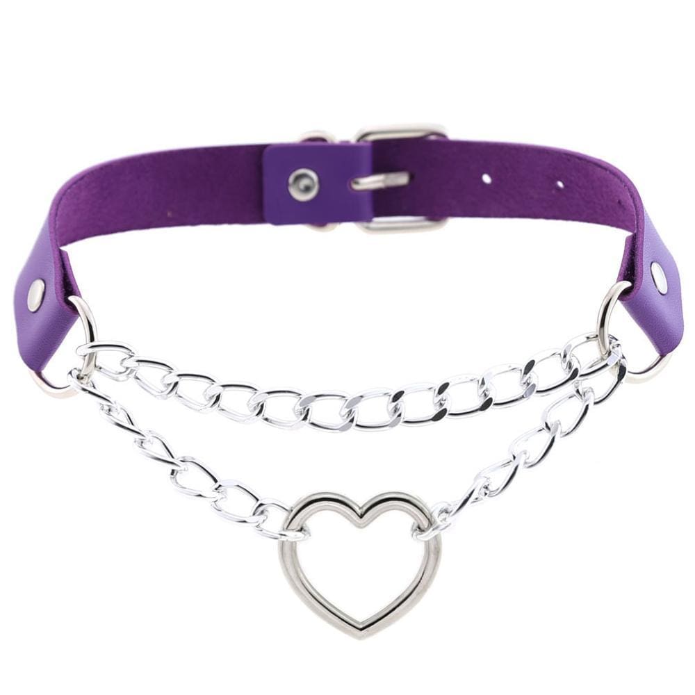 Kinky Cloth Necklace purple Heart Chain Choker