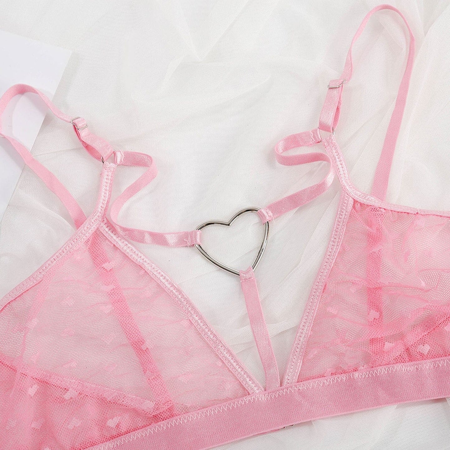Kinky Cloth Heart Hollow Out Underwear Set