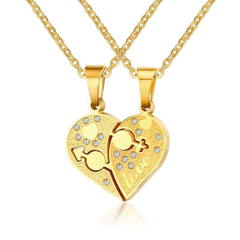 Kinky Cloth 200000162 Gold Heart Pendant Couple Necklace