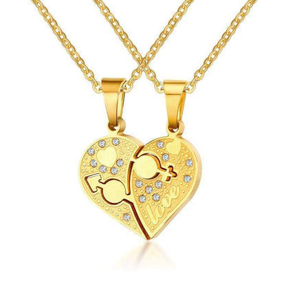 Kinky Cloth 200000162 Gold Heart Pendant Couple Necklace