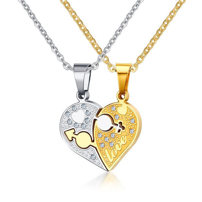 Kinky Cloth 200000162 Gold/Silver Plated Heart Pendant Couple Necklace
