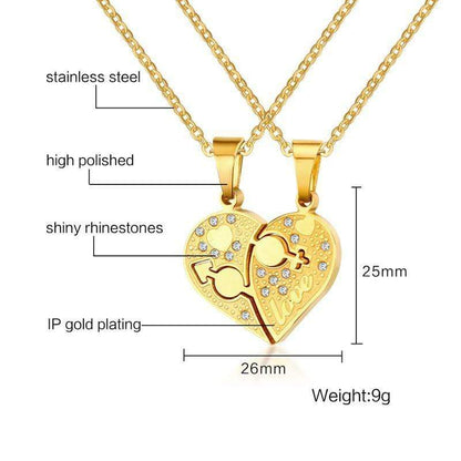 Kinky Cloth 200000162 Heart Pendant Couple Necklace