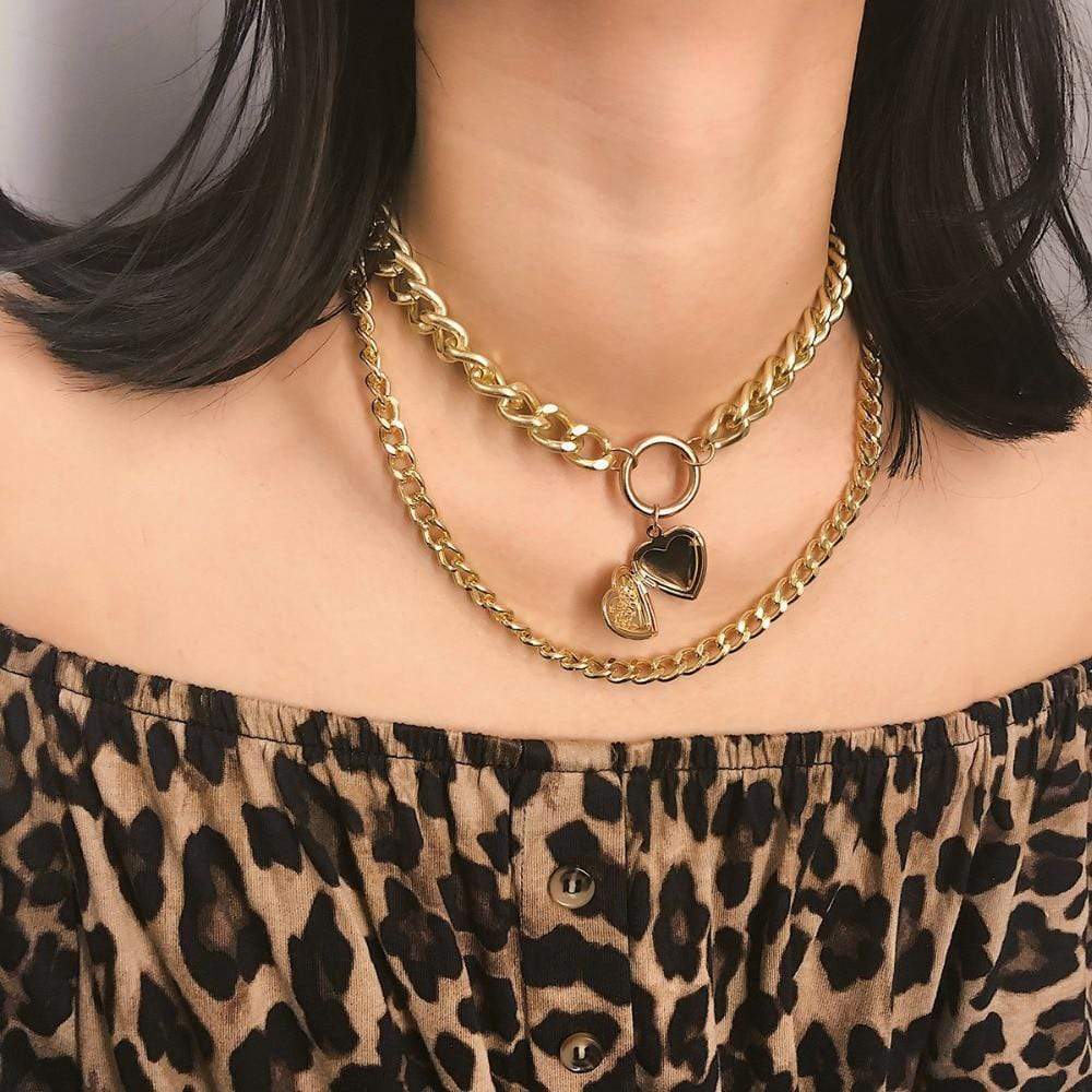 Kinky Cloth 200000162 Heart Pendant Multilayer Chain Choker Necklace