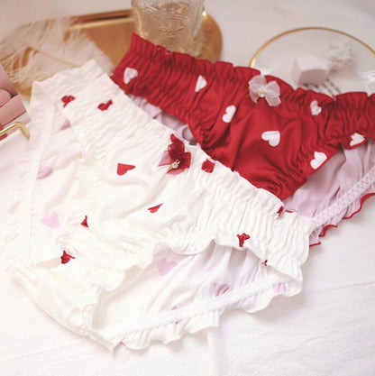 Kinky Cloth 351 White / M Heart Print Lolita Panties