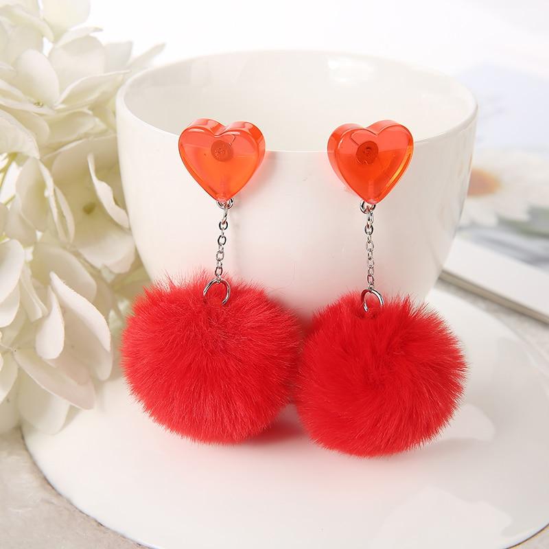 Kinky Cloth Heart Puffer Ball Earrings