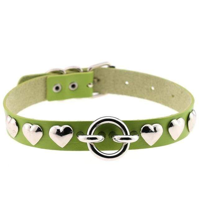 Kinky Cloth Necklace green Heart Stud Collar