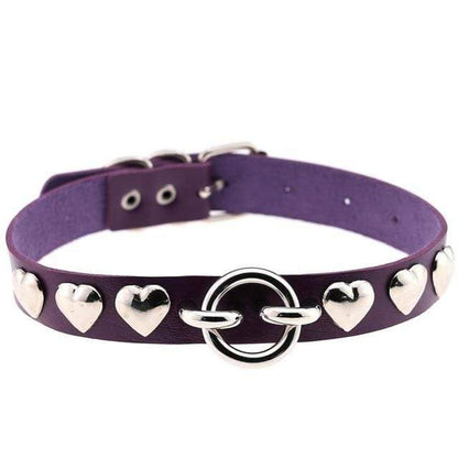 Kinky Cloth Necklace purple Heart Stud Collar