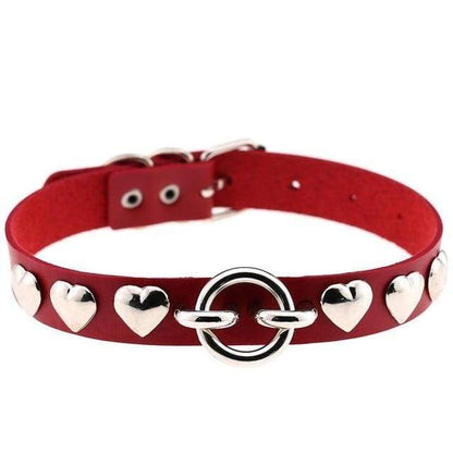 Kinky Cloth Necklace red Heart Stud Collar