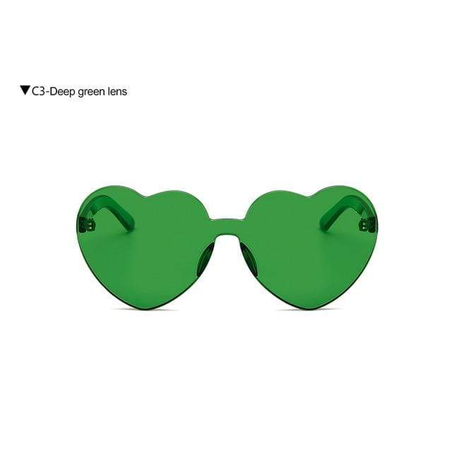 Kinky Cloth Accessories DEEP-GREEN-LENS Heart Sunglasses