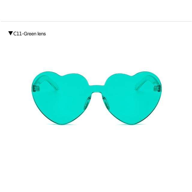 Kinky Cloth Accessories GREEN-LENS Heart Sunglasses