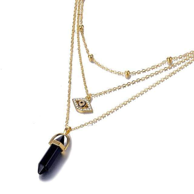 Kinky Cloth Jewelry & Watches Eye Black Hexagonal Column Quartz Necklace
