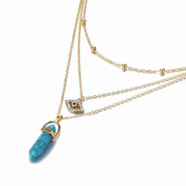 Kinky Cloth Jewelry & Watches Eye Blue Hexagonal Column Quartz Necklace