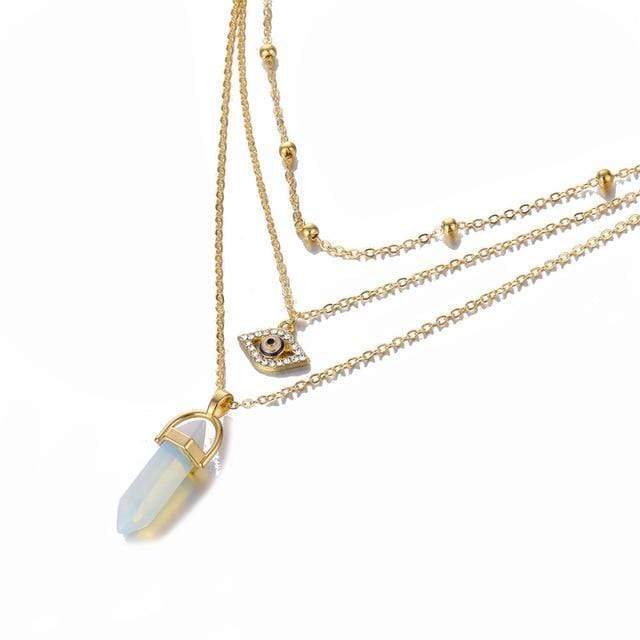 Kinky Cloth Jewelry & Watches Eye Opal Hexagonal Column Quartz Necklace