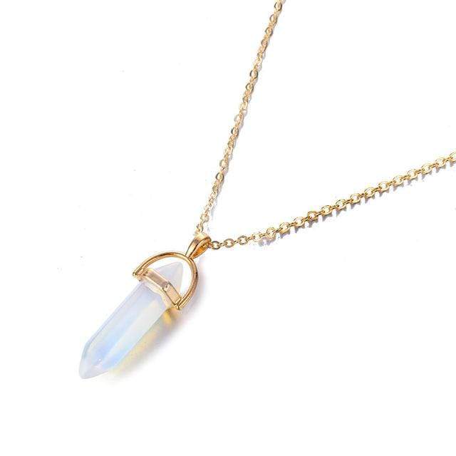 Kinky Cloth Jewelry & Watches Gold Opal Hexagonal Column Quartz Necklace