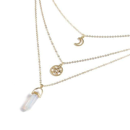 Kinky Cloth Jewelry & Watches Star Opal Hexagonal Column Quartz Necklace