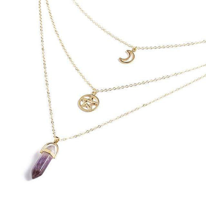 Kinky Cloth Jewelry & Watches Star Purple Hexagonal Column Quartz Necklace