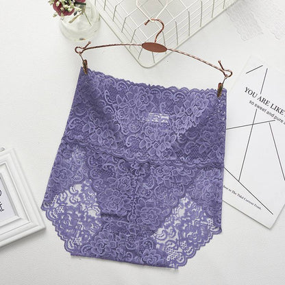 Kinky Cloth 351 Purple / L / 1pc High Waist Floral Lace Panties