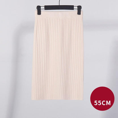 Kinky Cloth 349 Beige 55cm / One Size High Waist Knitted Pencil Skirts