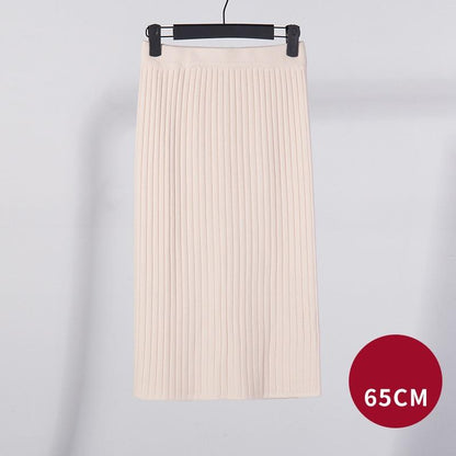 Kinky Cloth 349 Beige 65cm / One Size High Waist Knitted Pencil Skirts