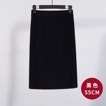 Kinky Cloth 349 Black 55cm / One Size High Waist Knitted Pencil Skirts