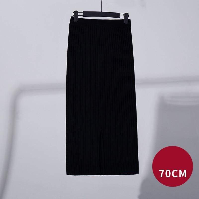 Kinky Cloth 349 Black 70cm / One Size High Waist Knitted Pencil Skirts