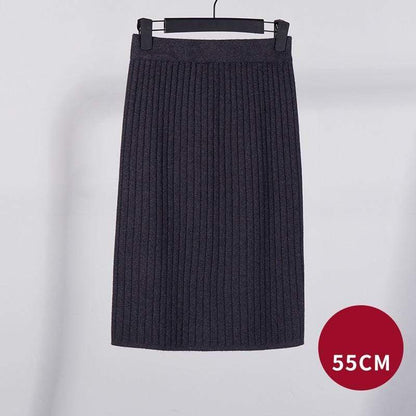 Kinky Cloth 349 Gray 55cm / One Size High Waist Knitted Pencil Skirts