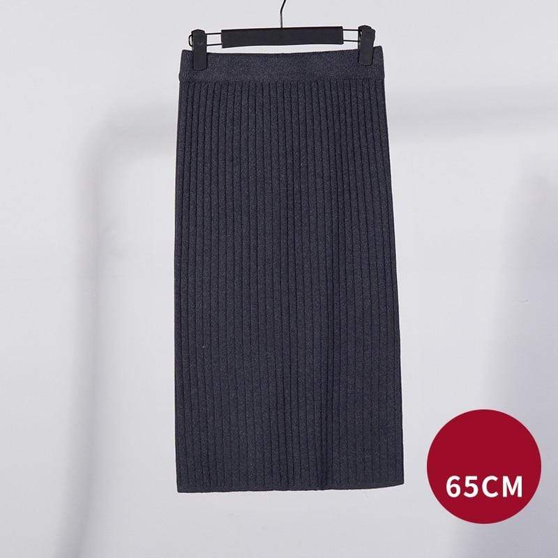 Kinky Cloth 349 Gray 65cm / One Size High Waist Knitted Pencil Skirts