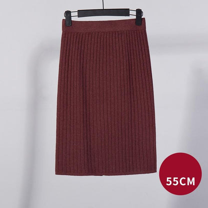 Kinky Cloth 349 Red 55cm / One Size High Waist Knitted Pencil Skirts