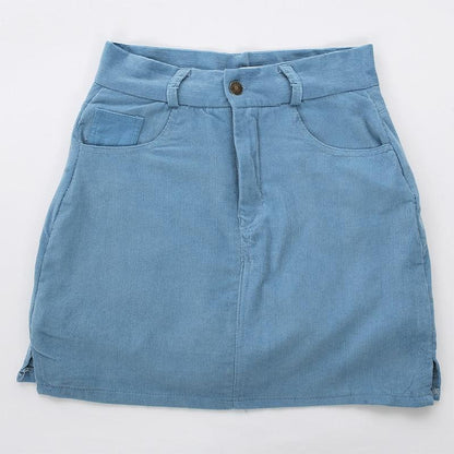 Kinky Cloth 349 Blue / L High Waist Pencil Cut Corduroy Skirt