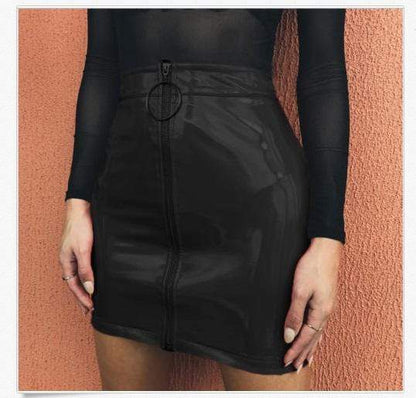 Kinky Cloth Skirt Black / L High Waist Zip Skirt