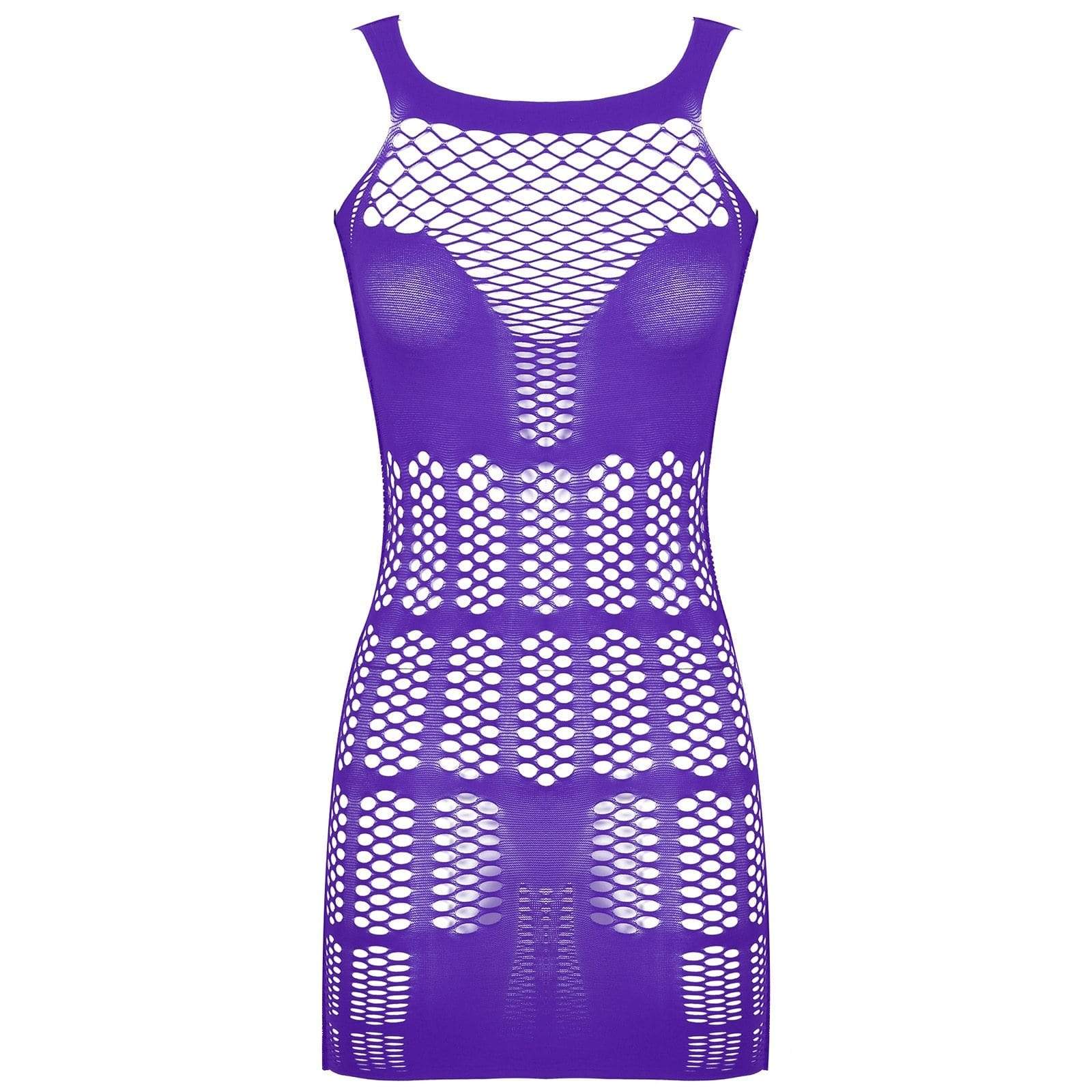 Kinky Cloth 200001895 Lavender / One Size Hollow Out Fishnet Mini Dress