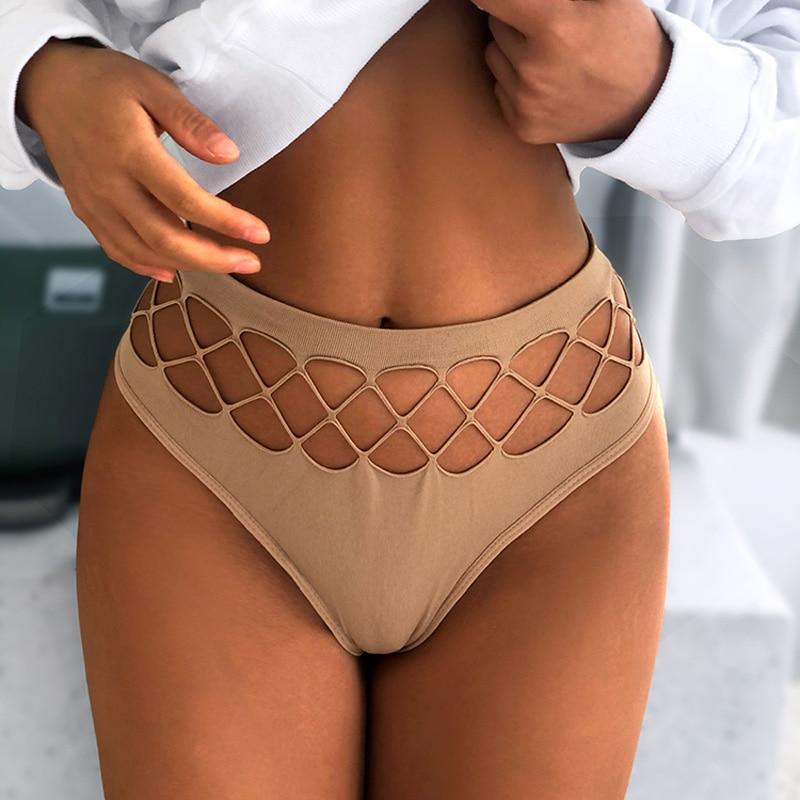 Kinky Cloth 351 Beige / One Size Hollow Out Fishnet Seamless Panties