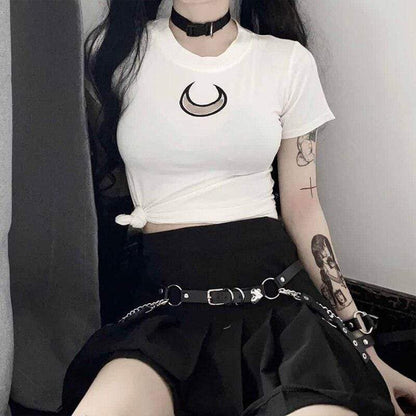 Kinky Cloth 200000791 Hollow Out Moon Gothic T-Shirt