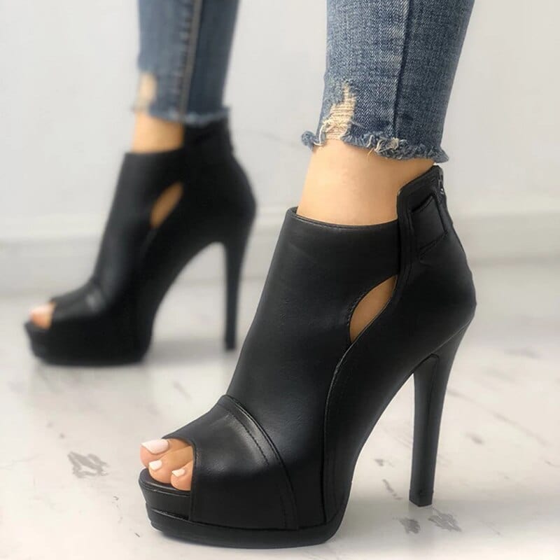 Kinky Cloth Hollow Out Thin Heel Pumps