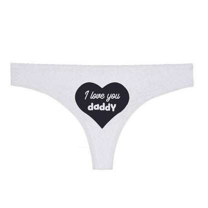 Kinky Cloth panties WHITE / S I Love You Daddy Thong Panties
