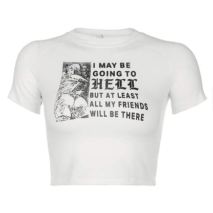 Kinky Cloth 200000791 White / L I Maybe Going To Hell Cropped T-Shirt